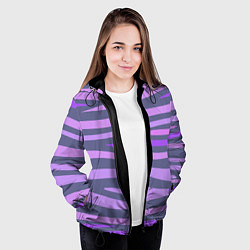 Куртка с капюшоном женская Лавандовые волны, цвет: 3D-черный — фото 2