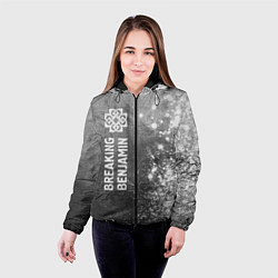 Куртка с капюшоном женская Breaking Benjamin - grey gradient по-вертикали, цвет: 3D-черный — фото 2