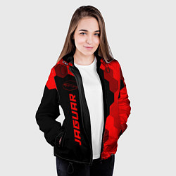 Куртка с капюшоном женская Jaguar - red gradient по-вертикали, цвет: 3D-черный — фото 2
