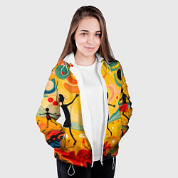Куртка с капюшоном женская Радостные солнечные человечки, цвет: 3D-белый — фото 2