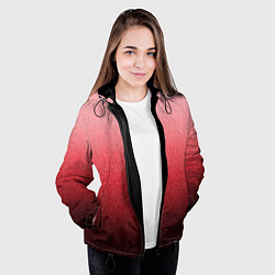 Куртка с капюшоном женская Мягкий градиент красно-розовый текстура крошка, цвет: 3D-черный — фото 2