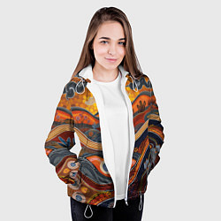 Куртка с капюшоном женская Горы и холмы в виде узоров, цвет: 3D-белый — фото 2