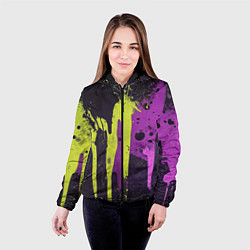 Куртка с капюшоном женская Желтая и фиолетовая краска на черном, цвет: 3D-черный — фото 2