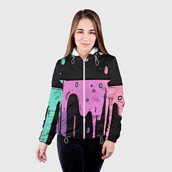 Куртка с капюшоном женская Стекающая краска текстура, цвет: 3D-белый — фото 2