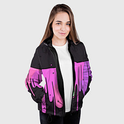Куртка с капюшоном женская Фиолетовая текстура на черном фоне, цвет: 3D-черный — фото 2