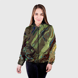 Куртка с капюшоном женская Абстракция тон хаки, цвет: 3D-черный — фото 2
