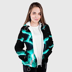 Куртка с капюшоном женская Color light blue black, цвет: 3D-белый — фото 2