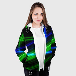 Куртка с капюшоном женская Color blue black green, цвет: 3D-белый — фото 2