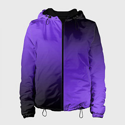Куртка с капюшоном женская Чёрно-сиреневый градиент пополам, цвет: 3D-черный