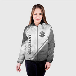 Куртка с капюшоном женская Suzuki - white gradient вертикально, цвет: 3D-черный — фото 2