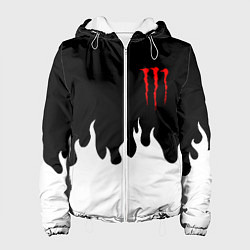 Куртка с капюшоном женская Monster energy red logo, цвет: 3D-белый