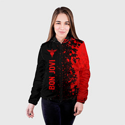 Куртка с капюшоном женская Bon Jovi - red gradient по-вертикали, цвет: 3D-черный — фото 2