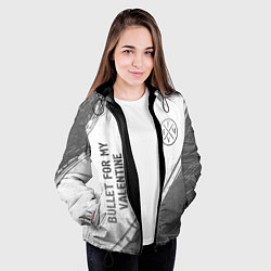 Куртка с капюшоном женская Bullet For My Valentine - white gradient вертикаль, цвет: 3D-черный — фото 2