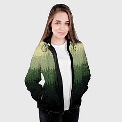 Куртка с капюшоном женская Зелёный полосами от светлого к тёмному текстурные, цвет: 3D-черный — фото 2