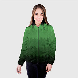 Куртка с капюшоном женская Зеленый градиент текстурные полосы, цвет: 3D-черный — фото 2