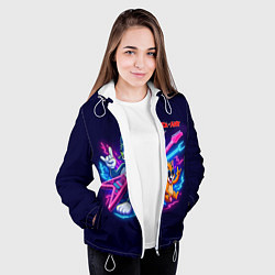 Куртка с капюшоном женская Том и Джерри рок музыканты - неоновое свечение, цвет: 3D-белый — фото 2
