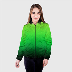 Куртка с капюшоном женская Градиент мозаика зелёный в тёмный, цвет: 3D-черный — фото 2
