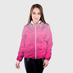 Куртка с капюшоном женская Розовый градиент с узором, цвет: 3D-белый — фото 2