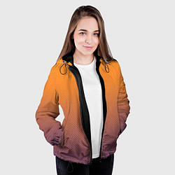 Куртка с капюшоном женская Градиент оранжевый в фиолетовый мелкий ромбик, цвет: 3D-черный — фото 2