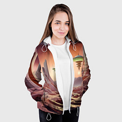 Куртка с капюшоном женская Фантастический инопланетный город, цвет: 3D-белый — фото 2