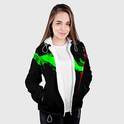 Куртка с капюшоном женская Color black green red, цвет: 3D-белый — фото 2