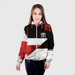 Куртка с капюшоном женская Toyota логотип, цвет: 3D-белый — фото 2