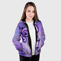 Куртка с капюшоном женская Уличный фиолетовый фонарь, цвет: 3D-черный — фото 2