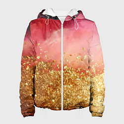 Куртка с капюшоном женская Золотая пыльца на розовой текстуре, цвет: 3D-белый