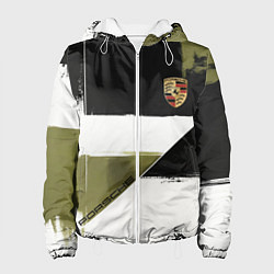 Куртка с капюшоном женская Porsche эмблема, цвет: 3D-белый