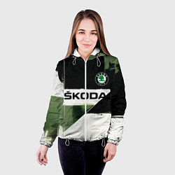 Куртка с капюшоном женская Skoda логотип, цвет: 3D-белый — фото 2