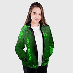 Куртка с капюшоном женская Watch Dogs - green gradient вертикально, цвет: 3D-черный — фото 2