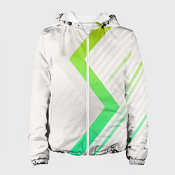 Куртка с капюшоном женская Color white line green, цвет: 3D-белый