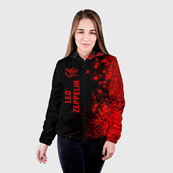 Куртка с капюшоном женская Led Zeppelin - red gradient по-вертикали, цвет: 3D-черный — фото 2