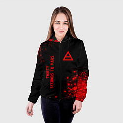 Куртка с капюшоном женская Thirty Seconds to Mars - red gradient вертикально, цвет: 3D-черный — фото 2