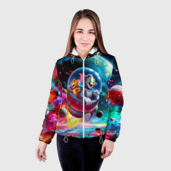 Куртка с капюшоном женская Том и Джерри летят в ракете - нейроарт, цвет: 3D-белый — фото 2