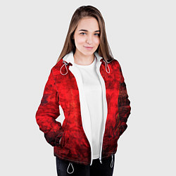 Куртка с капюшоном женская Абстракция - red shabby wall, цвет: 3D-белый — фото 2