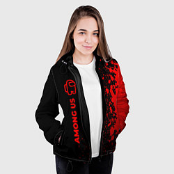 Куртка с капюшоном женская Among Us - red gradient по-вертикали, цвет: 3D-черный — фото 2