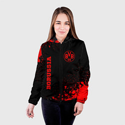 Куртка с капюшоном женская Borussia - red gradient вертикально, цвет: 3D-черный — фото 2