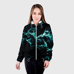 Куртка с капюшоном женская Lightning light blue glow, цвет: 3D-белый — фото 2