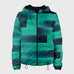 Куртка с капюшоном женская Color light blue square, цвет: 3D-черный