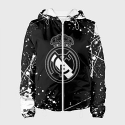 Куртка с капюшоном женская Real Madrid белые краски, цвет: 3D-белый