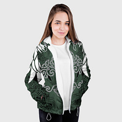 Куртка с капюшоном женская Древние руны и древо жизни с крыльями, цвет: 3D-белый — фото 2