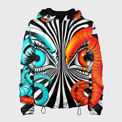 Куртка с капюшоном женская Глаз и щупальца, цвет: 3D-черный