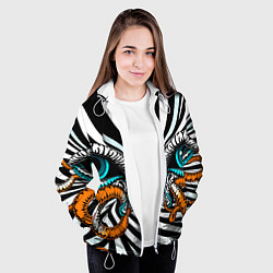 Куртка с капюшоном женская Глаз и щупальца, цвет: 3D-белый — фото 2