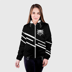 Куртка с капюшоном женская Ведьмак лого геометрия, цвет: 3D-белый — фото 2