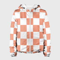 Куртка с капюшоном женская Квадраты оранжевые, цвет: 3D-белый