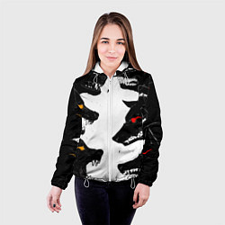 Куртка с капюшоном женская Волки со светящимися глазами, цвет: 3D-белый — фото 2