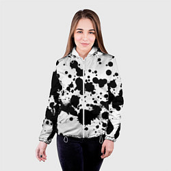 Куртка с капюшоном женская Брызги черной краски, цвет: 3D-белый — фото 2