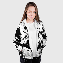 Куртка с капюшоном женская Брызги черной краски, цвет: 3D-белый — фото 2