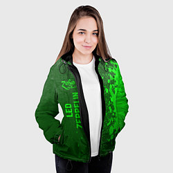 Куртка с капюшоном женская Led Zeppelin - green gradient по-вертикали, цвет: 3D-черный — фото 2
